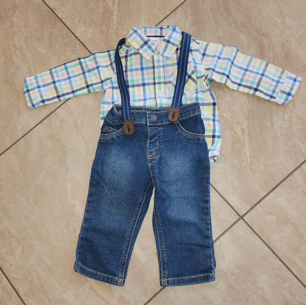 Carters Baby Boy Jeans and Plaid Shirt